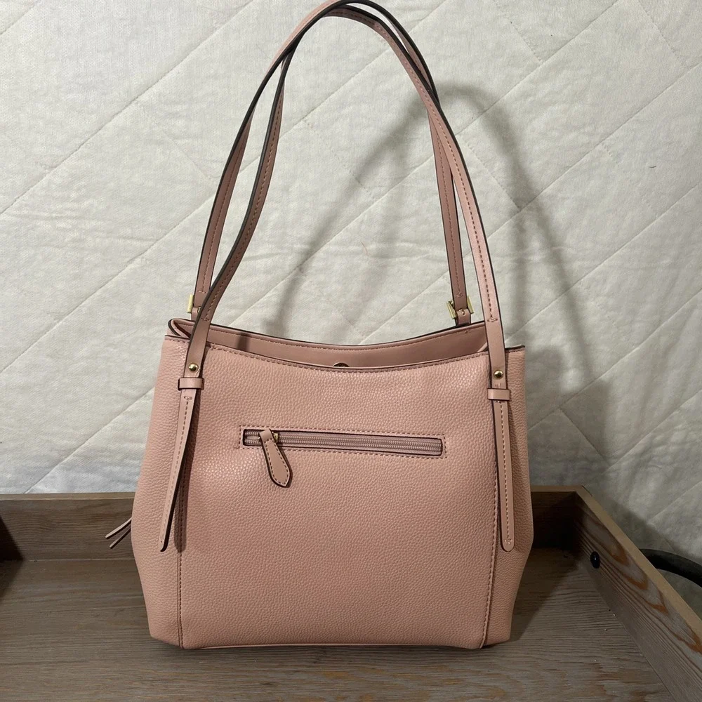 Liz Claiborne Large Light Pink  Faux‎ Leather Tote Purse Excellent Condition